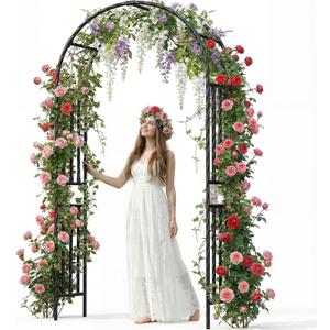 Garden Arbor - 3.9x7.9ft Metal Garden Arch Trellis for Climbing Plants, Wide Sturdy Garden Arch, Ideal for Vines, Weddings, Halloween, Christmas & Outdoor Decor (Black), 1.6 x 3.9 x 7.9ft
