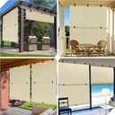 Roller Shades 8'W x 6'H Patio Cordless Blackout Roll Up Shades, Exterior Foldable Roller Blinds UV Block Shade Cloth Roll for Outdoor Indoor Windows Gazebo Porch Pergola Balcony, Beige, 96"W x 72"H