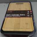 BLAZIN' GRILL Prep and Serving Trays | Set of 3 Stackable, Melamine Trays with Bamboo Cutting Board | Trays for Marinating, Serving & Chopping | Serving Platter for Plating Food & BBQ Prep Tub |