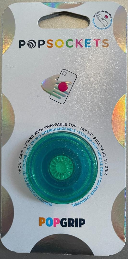 PopSockets PopGrip Swappable Top Phone Grip Stand Transparent Glitter Mint