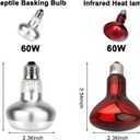 DXOPHIEX Nano Reptile Heat Lamp Fixture, Dual Reptile Light Fixture with 60W Basking Bulb & Infrared Bulb for Bearded Dragon, Turtles, Snake and Lizard Terrarium