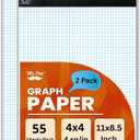 Mr. Pen- Graph Paper Pad 11"x8.5", 2 Pack, 4x4 Quad-Ruled Graph Paper, 4 Squares per Inch, Grid Paper Pad, Square Graphing Paper, 11 Inch x 8.5 Inch, 55 Sheets per Pack, White