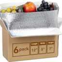 6 Pack Insulated Shipping Boxes with Aluminum Foil Liner, 12x5x7" Cold Shipping for Frozen Food & Hot Food, Insulated Box Cooler for Packaging, Mailing