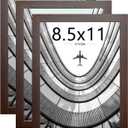 KTKDE 8.5x11 Picture Frame set of 3, Certificate Document Frame Diploma Frames Walnut, Poster and Photo for Wall Hanging or Tabletop with Shatter Resistant Plexiglass Home Decor best gift