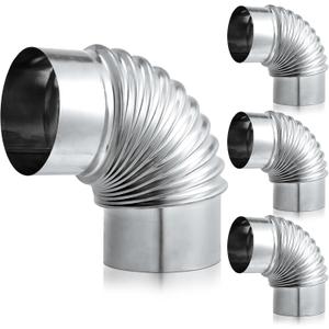 Hicarer 4 Pcs 4 Inch 90 Degree Galvanized Dryer Elbow Vent Tube Connector Adjustable Dryer Vent Elbow Connector for 4" HVAC Duct Pipe Hose Ductwork