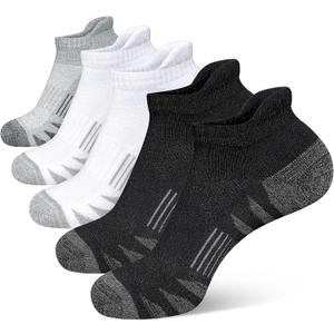 Heyoboy Men's Athletic Cushioned Cotton Socks Anti-blister Wicking Breathable Running Ankle Socks 5 Pairs, Size 9-12