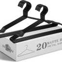 16.5" Heavy Duty Matte Black Metal Hangers 20 Pack, Wire Black Clothes Hangers for Coat Suit, Shirts, Dress, PantsCamisole Wedding Dress (Black, 20Pack)