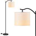 BoostArea Floor Lamp for Living Room,LED Arched Floor Lamps, Tall Modern Standing Lamp with Beige Linen Shade,Footswitch,Mid Century Floor Lamp for Bedrooms,Study Room,Office