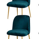 2 Pack Velvet Curved Back Chair Covers Modern Accent Mid Century Short Back Armless Chair Slipcovers for Room Furniture Protector (Peacock Blue)