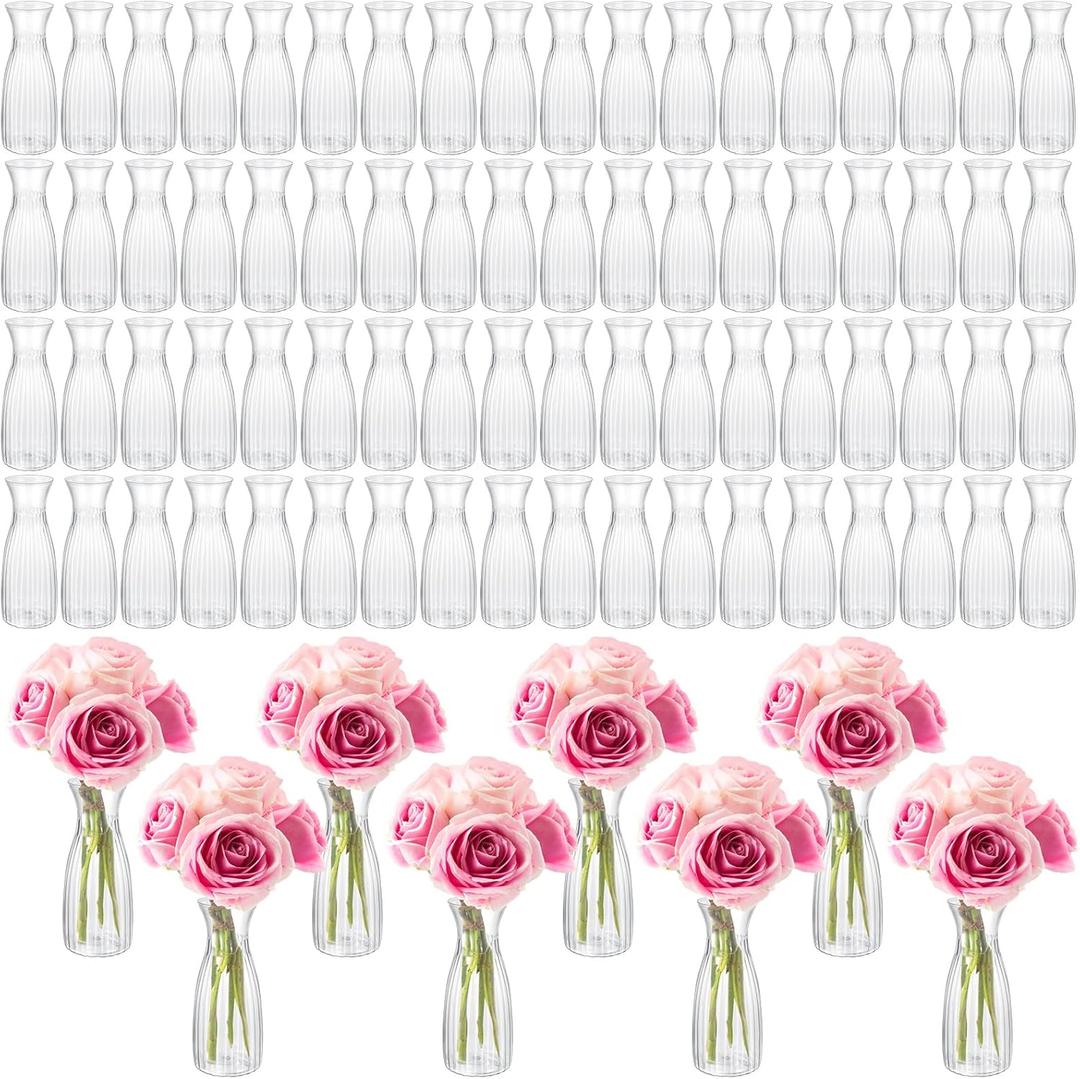 Plastic Bud Vases in Bulk Small Clear Flowers Vases for Centerpieces Wedding Decorations Home Banquet Formal Dinners Party Table Decor, 2.64 x 6.69 Inch (120 Pcs)