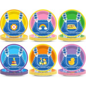 48Pcs Girls Birthday Plates for Party Cartoon Teacher Dessert Plates Girl Happy Birthday Decorations English Teacher Supplies for Baby Shower Boys Girl Cartoon Party Dcor