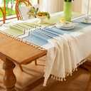Pahajim Tablecloths Rectangular Cotton Linen Tablecloth Striped Farmhouse Table Cloth Wrinkle Free Spring Table Cover for Outdoor,Kitchen,Dining,55''x55'', 4 Seats
