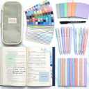135 Pcs Book Annotation Kit Aesthetic Pencil Case Bag 12 Highlighter 11 Gel Pen 1 Marker 300 Sheet Transparent Sticky Notes Pad 2640 Index Stickers Bible Study Supplies(Classic,Light Green)