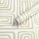 Feisoon 16.14"x197" Boho Peel and Stick Wallpaper Self Adhesive Contact Paper Brown and White Wallpaper Line Patten Wallpaper Modern DIY Removable Wallpaper for Living Room Bedroom Accent Wall Decor