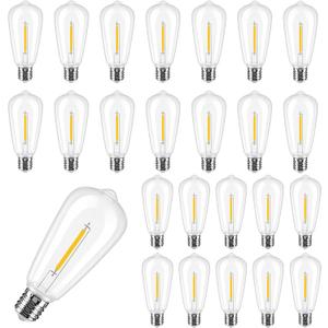 25-Pack ST40 E17 LED Bulbs, Shatterproof Plastic Replacement Bulbs for Outdoor String Lights (E17 Base ONLY, Not E12/E26), Vintage Edison Dimmable 0.6W 2700K Warm White Patio Light Bulb