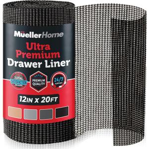 Ultra-Premium Drawer and Shelf Liner, 17.5 Inch x 20 FT Heavy-Duty and Slip-resistant Liner, Durable Non Adhesive Waterproof Roll, for Drawers, Kitchen, Cabinets, Shelves, Desks, Black Ultra-Premium Drawer and Shelf Liner, 17.5 Inch x 20 FT Heavy-Duty and Slip-resistant Liner, Durable Non Adhesive Waterproof Roll, for Drawers, Kitchen, Cabinets, Shelves, Desks, Black
