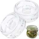 2 PCS Glass Fermentation Weights, Fermenting Lids for Wide Mouth Mason Jars, Canning Weights for Home Making Sauerkraut, Pickles, Kimchi
