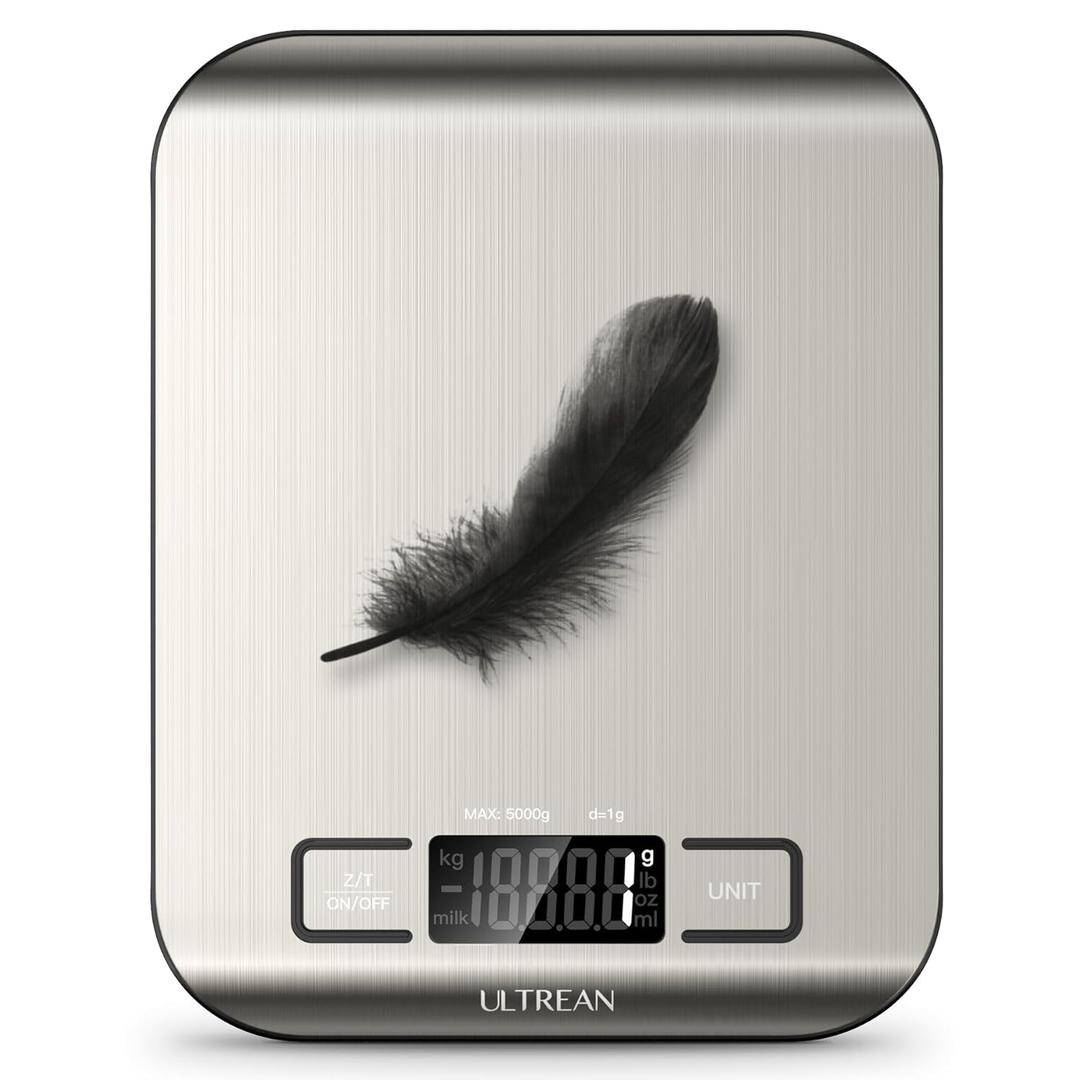 Ultrean Food Scale, Digital Kitchen Scale Weight Grams and Ounces for Baking Cooking and Meal Prep, 6 Units with Tare Function, 11lb (Batteries Included) (Medium)