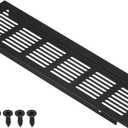 PATIKIL 10 x 3 Inch Door Air Vent Cover, Aluminum Grille Ventilation Cover Louvered with Mounting Screws for Cabinet Wardrobe Door, Black