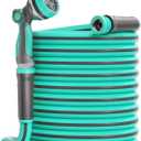 Heavy Duty Garden Hose 50 ft x 5/8", Water Hose with 10-Pattern Nozzle, Durable Lightweight Flexible, Non-Expanding, No Kink, Leak Free Burst 500 PSI Manguera Para Jardin (Blue50FT)