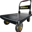 Hand Cart Dolly, Push Cart with 360 Swivel 5'' Wheels, 1200LBS Capacity, Dolly Cart with Wheels Warehouse Cart for Groceries, Garage, Warehouse - Black