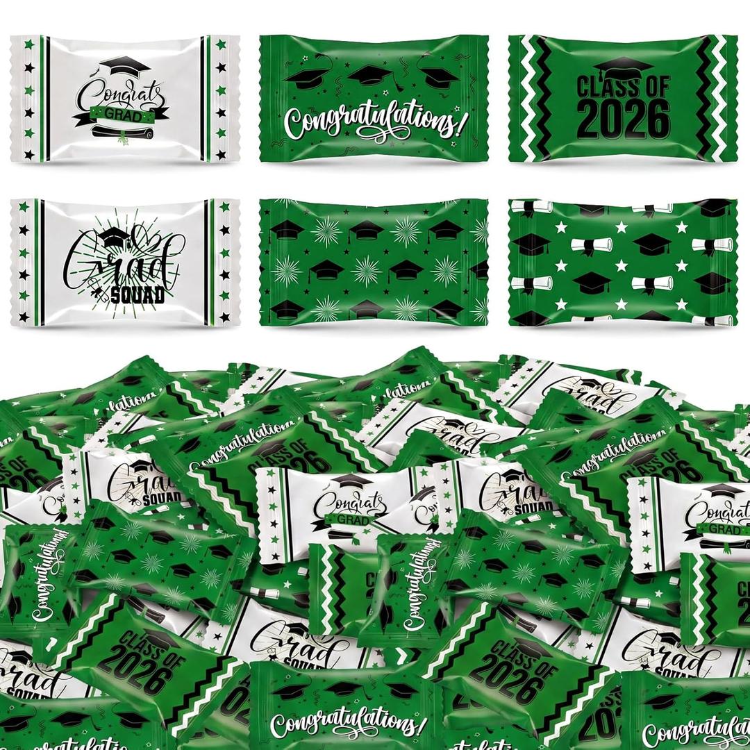 Naucoos 300 Pcs Green and White Graduation Mint Candies 37oz - Congrats Grad Individually Wrapped Cream Mints Candy Bulk Class of 2026 Graduation Party Favors Goody Bag Fillers Candy Table Treats (EXP 03/20/27)