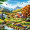 HUADADA 1000 Piece Puzzles for Adults - Country Life - Jigsaw Puzzles for Adults and Kids 1000 Piece Educational Games Colorful Puzzles for Home Decoration
