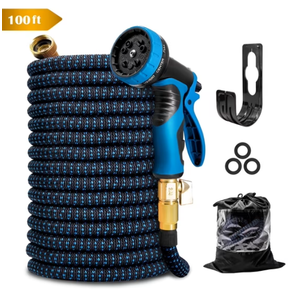 Kotto Garden Hose 100 ft, Kink Free Flexible Water Hose with 10-Pattern Spray Nozzle, Lightweight Hose Pipe, Leak Proof, 3/4" Swivel Connectors, Super Fabric, Portable Storage Strap
