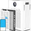 Air Purifier WiFi for Home Bedroom up to 2800ft with Washable Pre-Filter, Smart H14 True HEPA Filters Air Purifiers with Air Quality Monitor, 22dB Sleep Mode, White