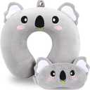 Travel Pillow, Kids Travel Pillow with Sleep Eye Mask Soft Memory Foam Kids Neck Pillow for Boys & Girls, Travel Accessories for Car Airplane Traveling - Koala
