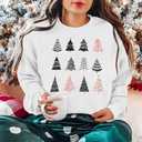 ASTANFY Christmas Sweatshirt Womens Christmas Tree Sweatshirts Xmas Lightweight Pullover (White, XXL)