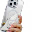 Mirror Magnetic Case for iPhone 16 Pro Max [Compatible with MagSafe] Cute Glass Glossy Mirror Back Case for Women Girls Makeup Cover with Clear Soft TPU Bumper Slim Frame for iPhone 16 Pro Max 6.9"