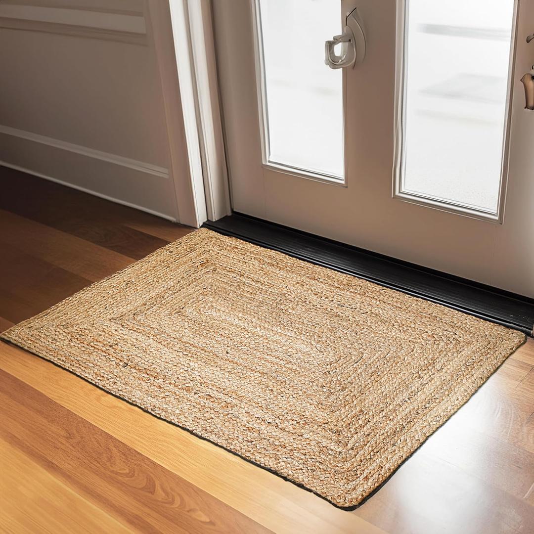 Rug Area Rugs 2x3 Ft Natural Jute for Livingroom Bedroom Washable Reversible RagRug Braided Carpet Farmhouse Kitchen Indoor Outdoor Area Runner Mat for Hallway, Entryway,Garage, Patio- 24x36 Inches