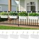 LaLaGreen Rail Planter (16 Inch, 4 Pack) Rectangular Metal Metal Hanging Flower Pots Railing Fence Balcony Gardening for Apartment Patio Planters Garden Style Iron Outdoor Deck Decoration Porch Decor
