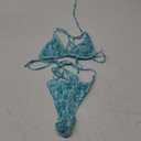 SHENHE Women's 2 Piece Smocked Triangle Bikini Sets Halter Drawstring Side Cute Swimsuits Floral Mint Blue, X-Small