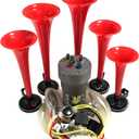Dixie Air Horn Red - Dixieland Premium Full 12 Note Version with Installation Wire Kit and Button