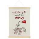 ATBWGT Red and Green Christmas Bar Wall Art Decor, Coquette Red Christmas Bow Wine Champagne Oyster Poster Hanger Frame for Home Bar Party Kitchen Dining Room, 12x16 Inch