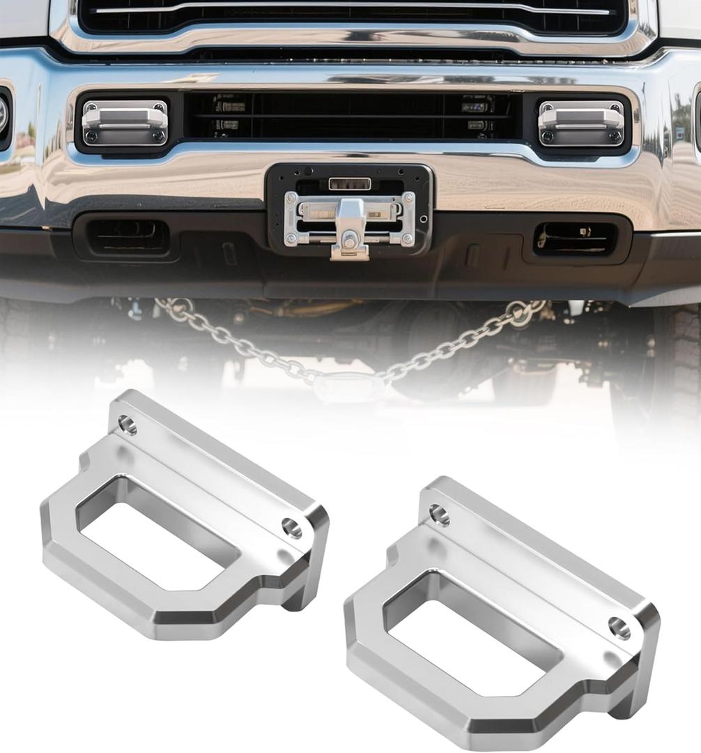Front Tow Hooks, D-Ring Shackle Compatible with RAM 2500 3500 2WD & 4WD (2003 2004 2005 2006 2007 2008 2009 2010 201 2012 2013 2014 2015 2016 2017 2018) (Silver)