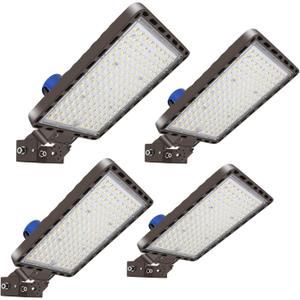 Juyace 4-Pack 240W LED Parking Lot Light with Photocell, 36,000LM 5000K Dusk to Dawn Security Flood Light, IP65 Commercial Area Light with Trunnion Bracket for Warehouse Street Yard (110-277V)