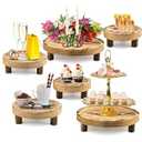 HAOPENGYOU 6PCS Wooden Risers for Display Wood Cake Stand for Party Round Food Risers for Buffet Wooden Holder Rustic Riser for Decor Tiered Tray Decor Home Kitchen (Light Brown, 6 PCS (8”, 6”, 5”))