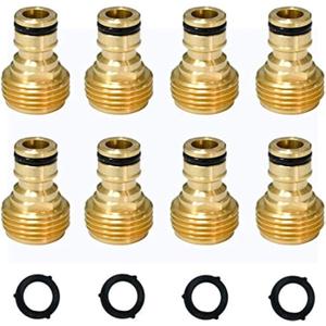 Garden Hose Quick Connector 3/4 inch GHT Brass Easy Connect Fitting Male Only (3/4" 8PCS)