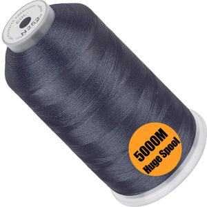 New brothread - Single Huge Spool 5000M Each Polyester Embroidery Machine Thread 40WT for Commercial and Domestic Machines - Dark Gray (Janome Color)