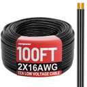 Energeaster 16 Gauge Wire 100FT, 2 Conductors Black Cable, Low Voltage 16 AWG Copper Clad Aluminum Extension Cord for Speaker Wire, LED, Automotive Cable 12V/24V DC