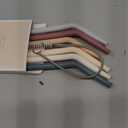 Nightingale Reusable Silicone Straws - Bendy Drinking Straw with Cleaning Brush - Collapsible and Bendable Travel Straw for Kids - Dishwasher Safe, Food-Safe - Set of 6 (Oak Multi)