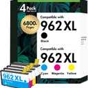 962XL Ink Cartridges Combo Pack Replacement for HP Ink 962 962XL Black and 962 Color Work for HP Officejet Pro 9010 9020 9015 9025 9018 Printers for HP 962, 4Pack