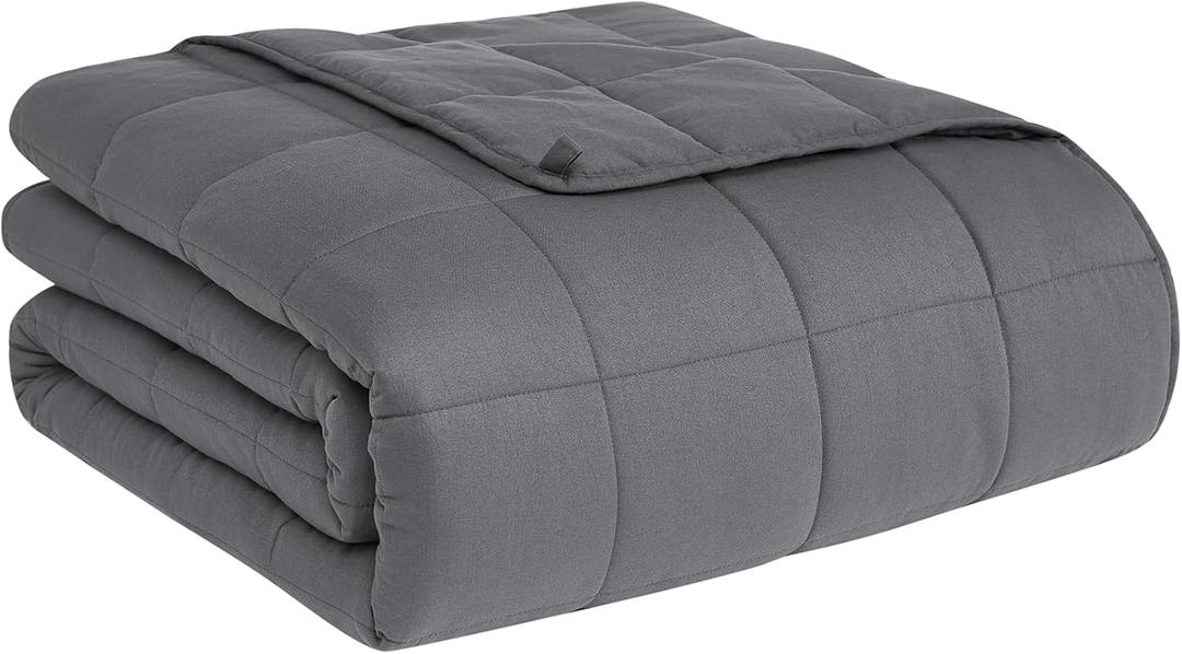 CuteKing Weighted Blanket for Adults(15lbs, 60"x80", Grey) Heavy Blanket for 140-150lbs, Weighted Blanket for Cooling & Heating with Premium Glass Beads, Soft Thick Blanket for Adult All-Season