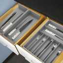 Simple Houseware Expandable Kitchen Drawer Flatware Organizer, Gray  Adjustable Cutlery Tray with 9 Compartments for Utensils and Silverware