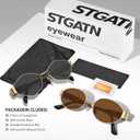 2 x STGATN 2 Packs Trendy Sunglasses for Women Retro Oval & Stylish Hexagon Gold Metal Sun Glasses UV Protection Vintage Shades