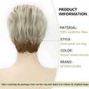 SEVENCOLORS Short Blonde Wigs for White Women Layered Mixed Blond Pixie Cut Wigs with Bangs Synthetic Short Hair Replacement Wigs