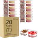 20 Pack Snack Containers, Reusable 2 Compartment Condiment Containers with Lids, Ideal for On-the-Go Mini Sauce Boxes & Lunchable Snack Packs for Kids and Adults, BPA-Free 